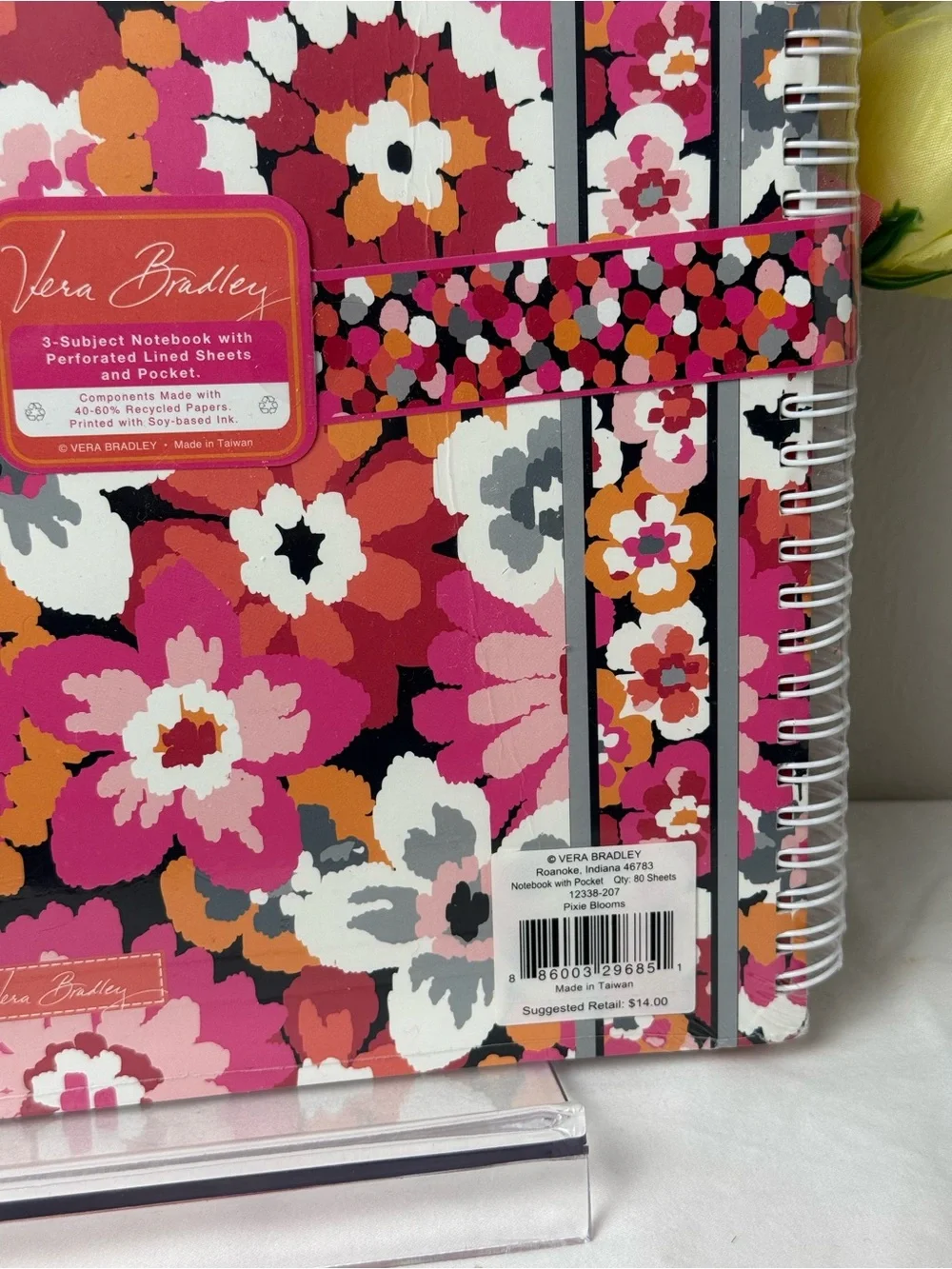 NWT Vera Bradley Pixie Blooms 3-Subject Large Notebook Retired